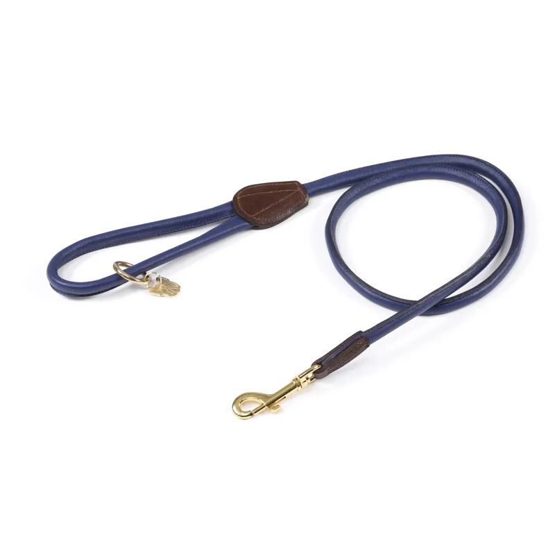 Shires Digby and Fox Rolled Leather Dog Lead - Navy