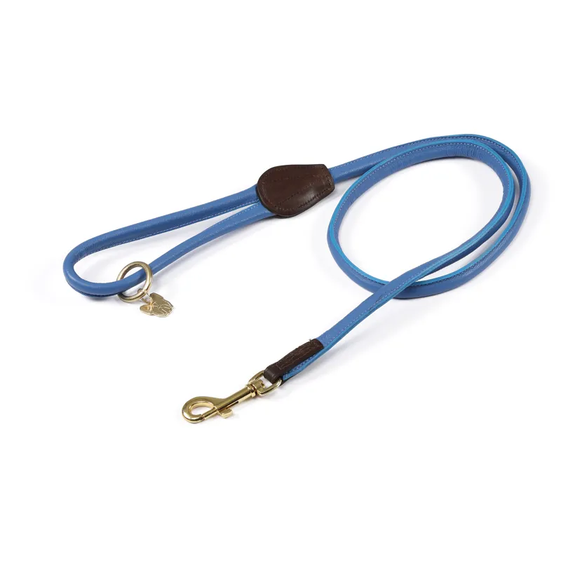 Shires Digby and Fox Rolled Leather Dog Lead - Royal Blue