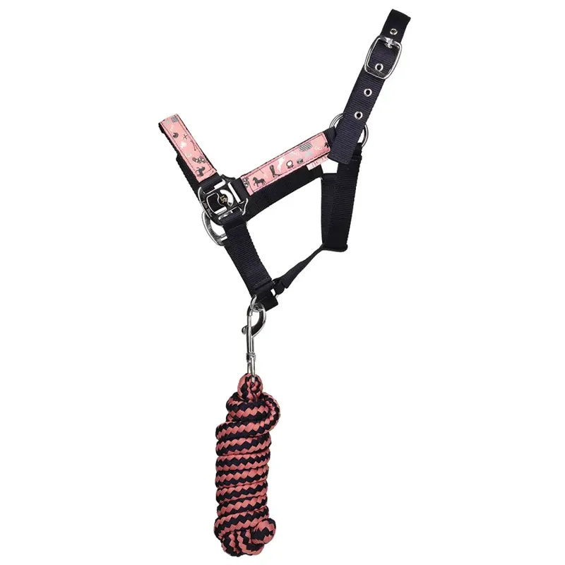 Passion Head Collar and Lead Rope Set By Little Rider - Navy/Blush