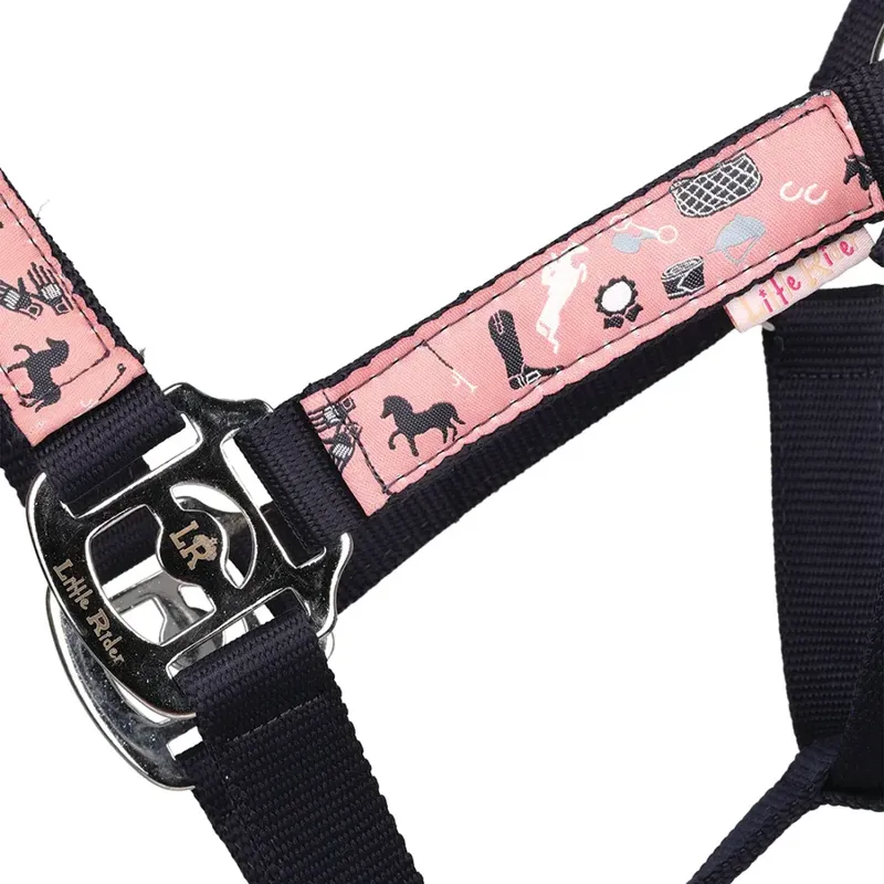 Passion Head Collar and Lead Rope Set By Little Rider - Navy/Blush-1