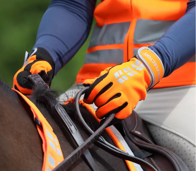 Shires Equi Flector Riding Gloves - Orange-1