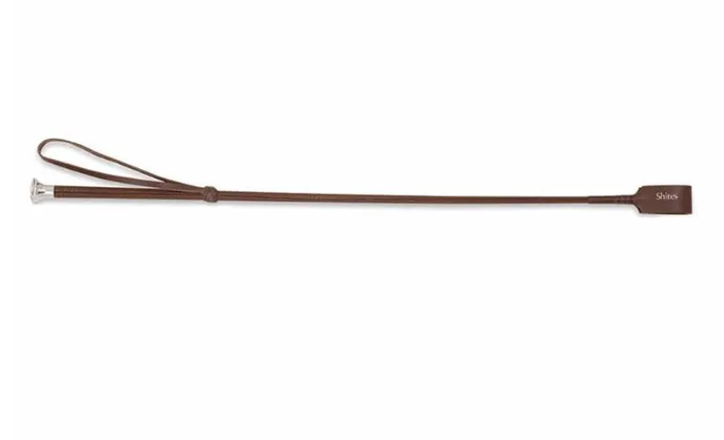 Shires Leather Show Whip - Brown