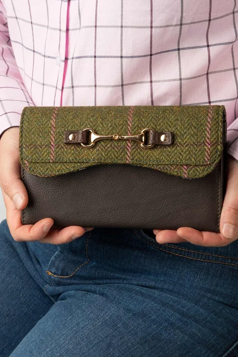 Rydale Ladies Helmsley Tweed Snaffle Purse - Dark Green-2