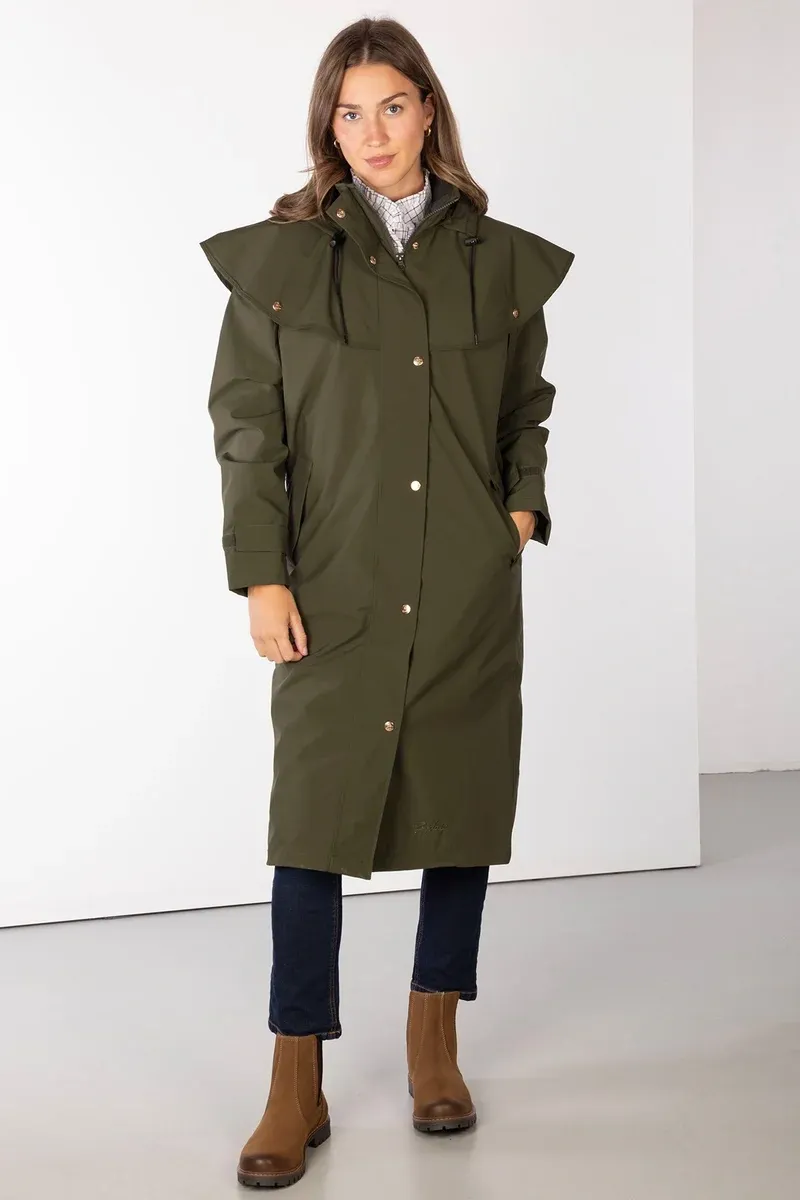 Rydale Ladies Bramham Full Length Coat - Dark Olive-2