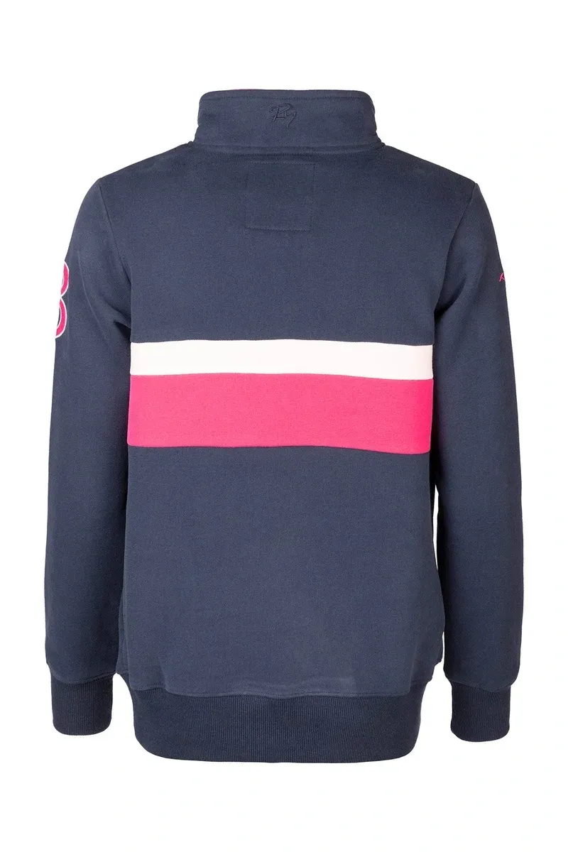 Rydale Ladies Bramham Stripe Sweatshirt - Navy/Bonbon-1