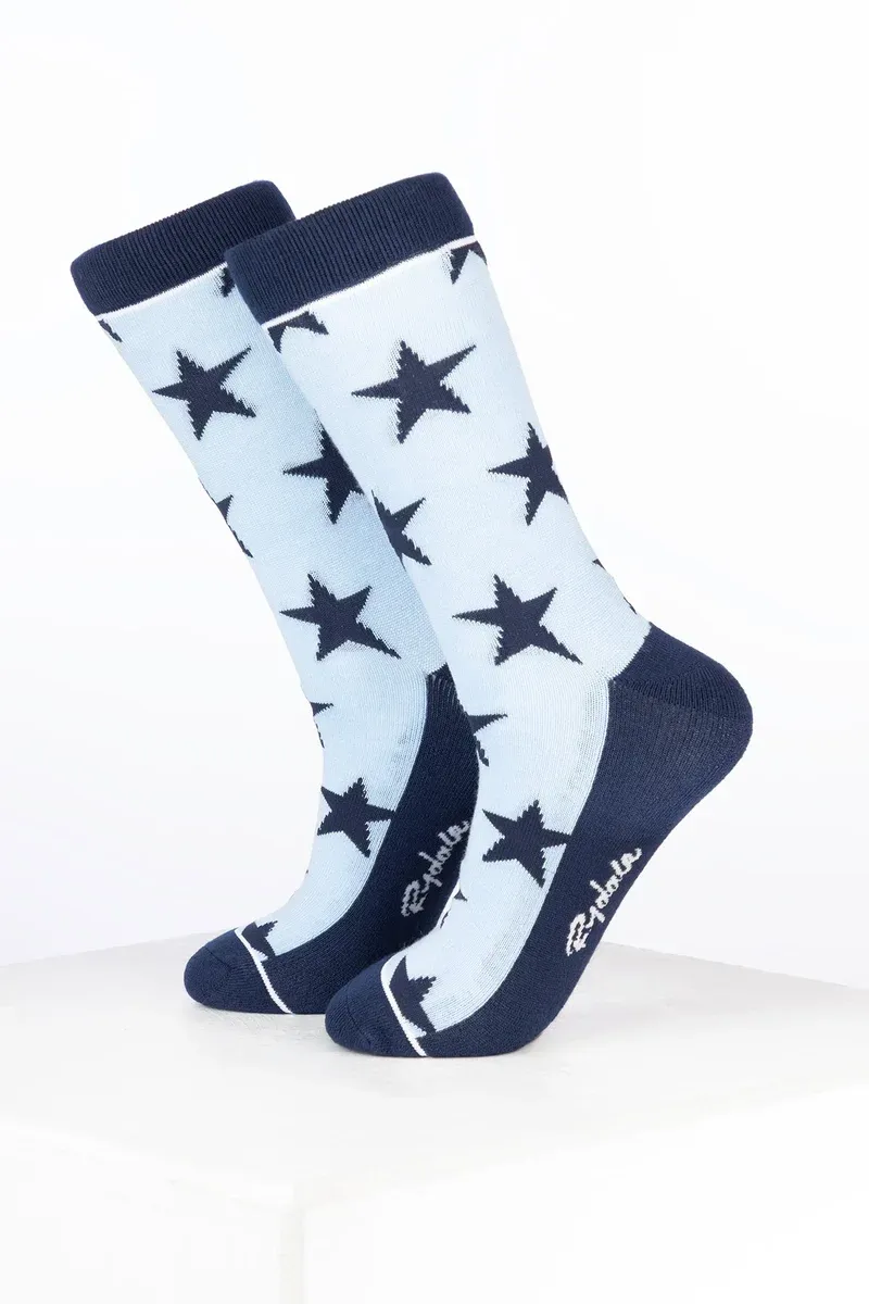 Rydale Womens Bamboo Rich Star Ankle Socks Pack of Ten - Star Soft Blue/Navy-1