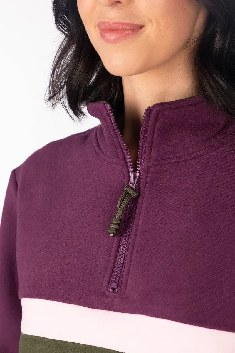 Rydale Ladies Bramham Stripe Sweatshirt - Dark Berry-5