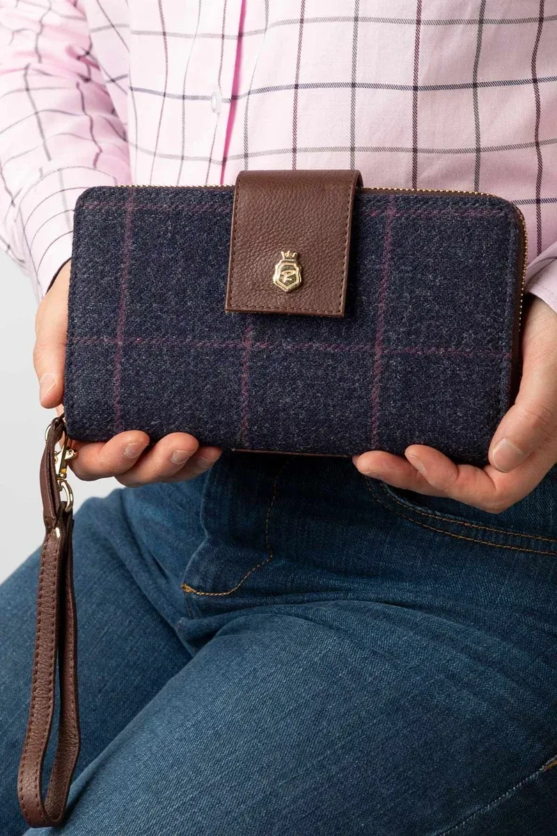 Rydale Ladies Helmsley Tweed Clutch Purse - Navy Tweed-2