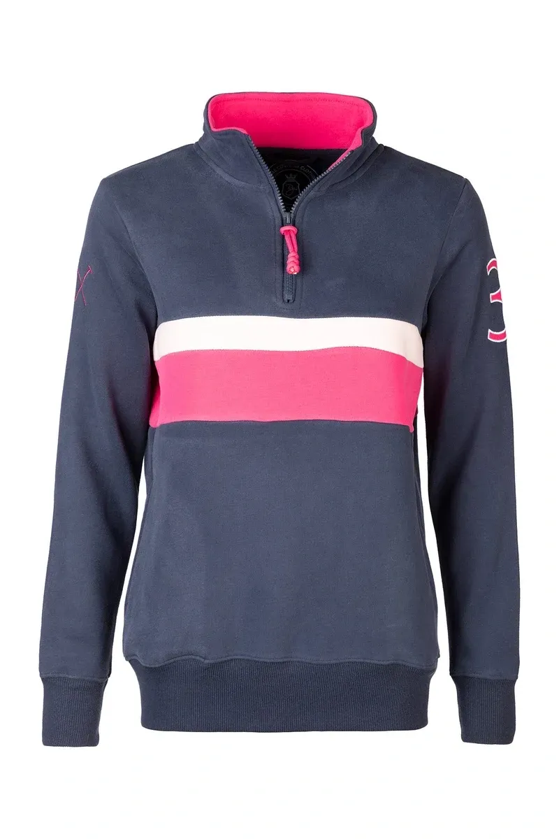 Rydale Ladies Bramham Stripe Sweatshirt - Navy/Bonbon