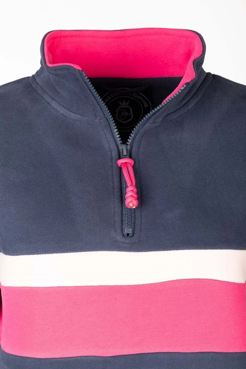 Rydale Ladies Bramham Stripe Sweatshirt - Navy/Bonbon-7