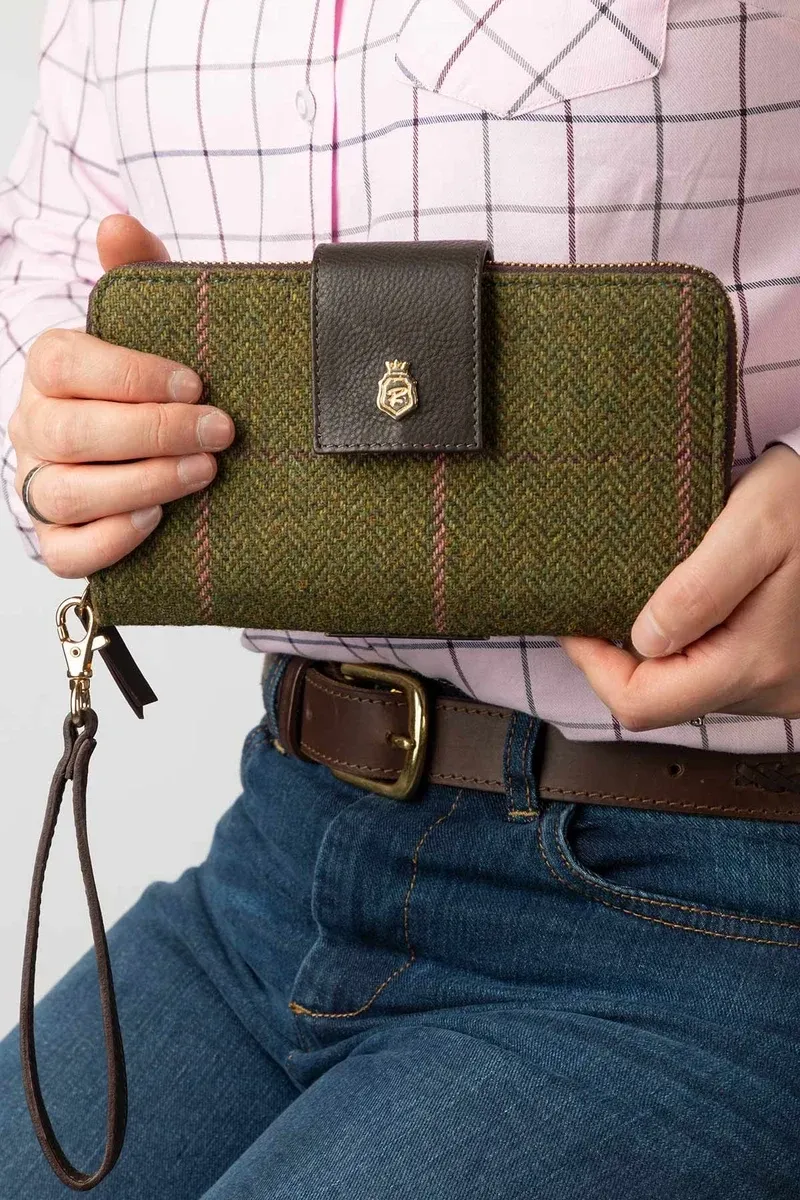 Rydale Ladies Helmsley Tweed Clutch Purse - Dark Green-2