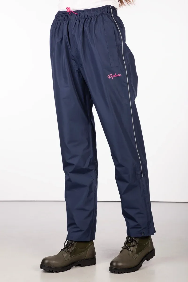 Rydale Ladies Waterproof Overtrousers - Navy/Silver-1