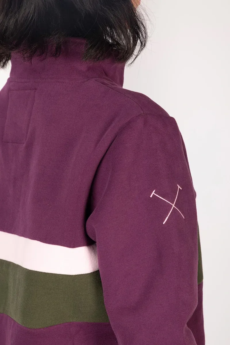 Rydale Ladies Bramham Stripe Sweatshirt - Dark Berry-4