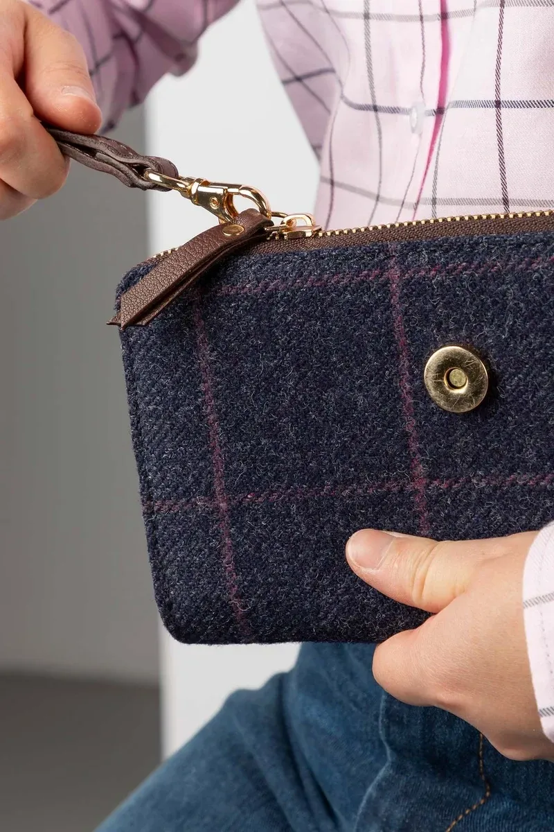 Rydale Ladies Helmsley Tweed Clutch Purse - Navy Tweed-3