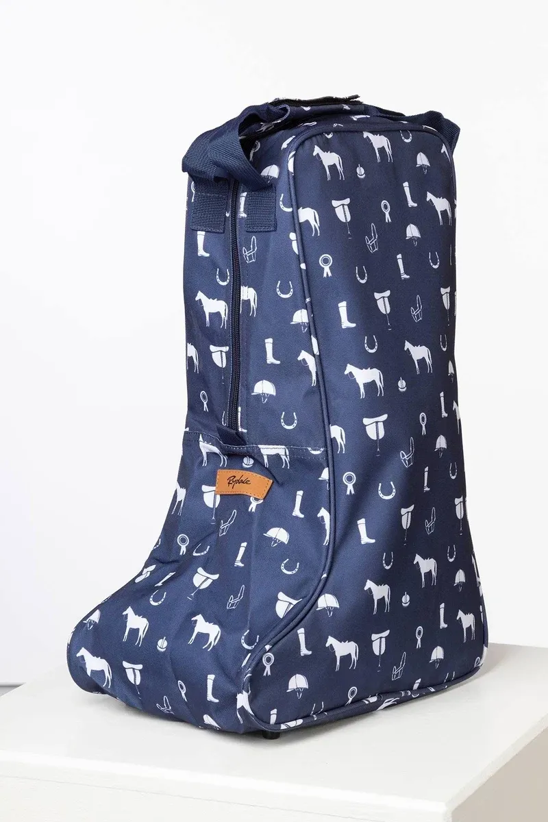 Rydale Wellington Boot Bags - Horse Print Navy