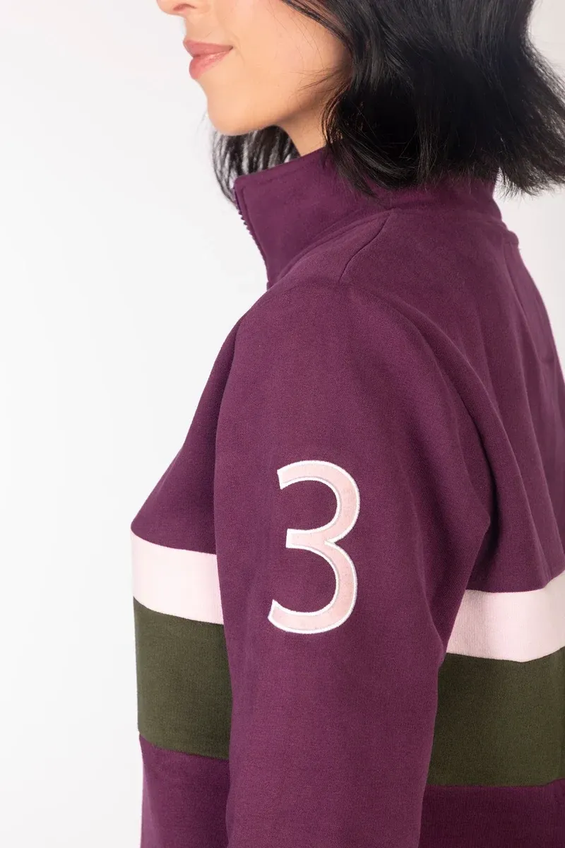 Rydale Ladies Bramham Stripe Sweatshirt - Dark Berry-3