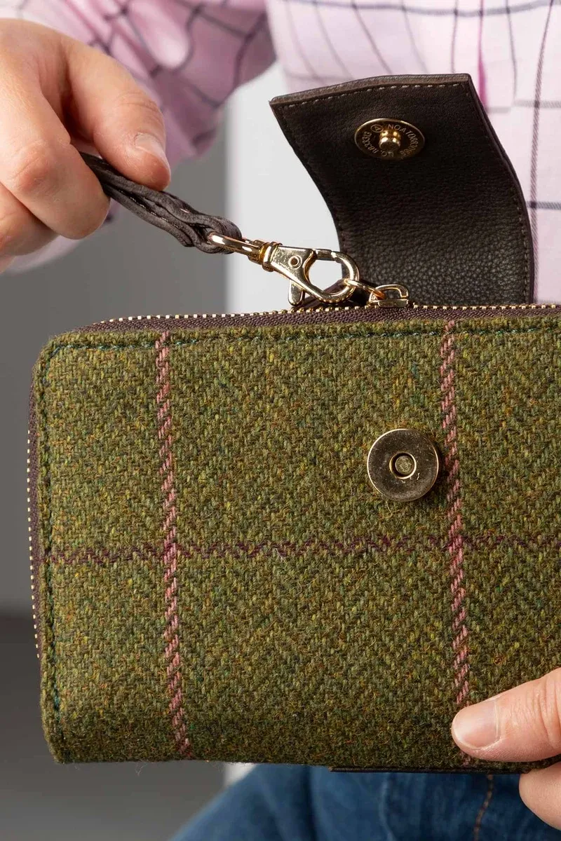 Rydale Ladies Helmsley Tweed Clutch Purse - Dark Green-3