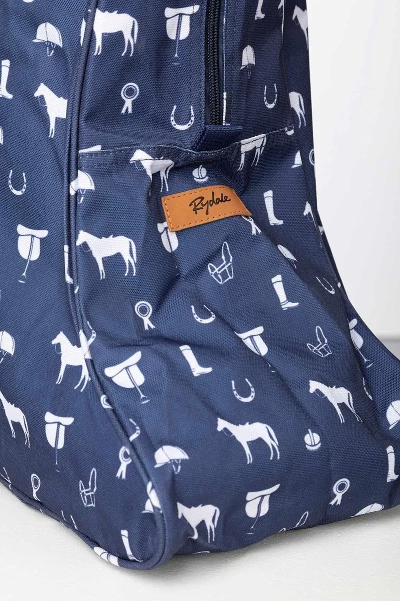 Rydale Wellington Boot Bags - Horse Print Navy-2