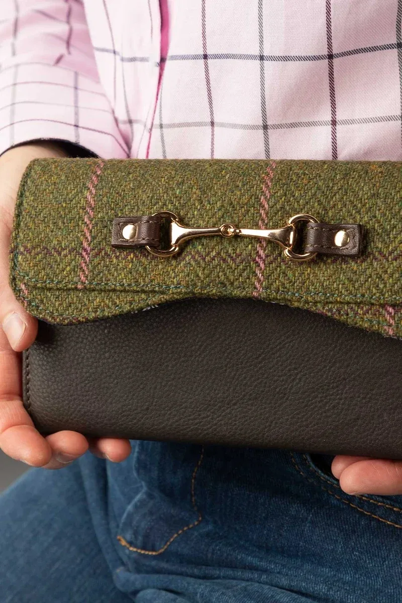 Rydale Ladies Helmsley Tweed Snaffle Purse - Dark Green-3