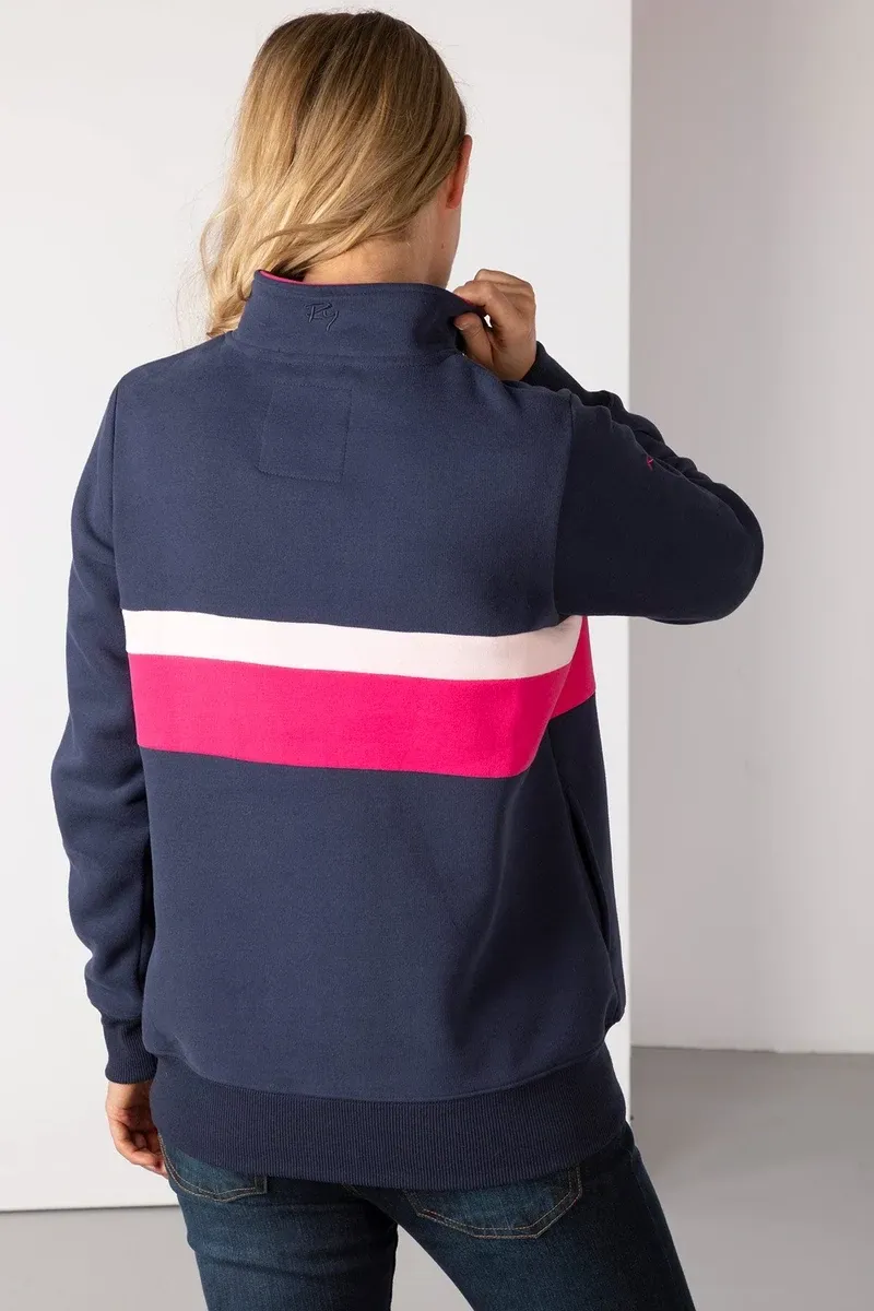 Rydale Ladies Bramham Stripe Sweatshirt - Navy/Bonbon-3