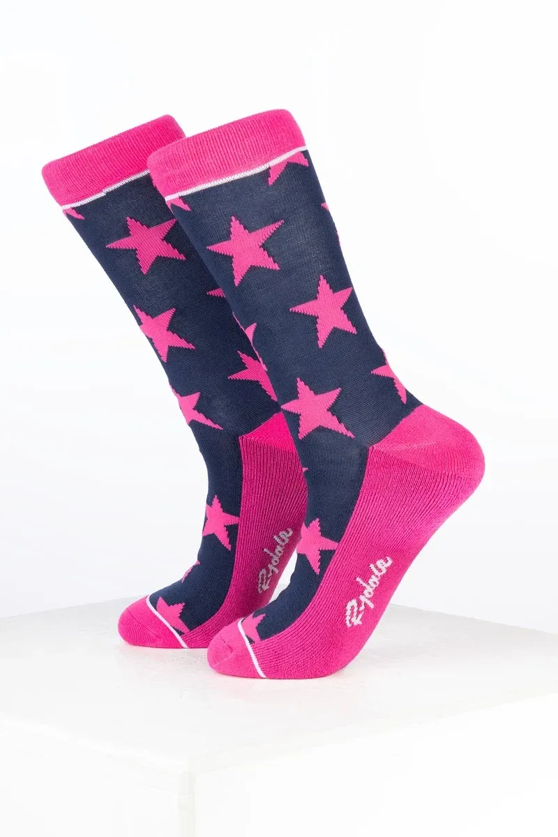 Rydale Womens Bamboo Rich Star Ankle Socks Pack of Ten - Star Navy/Bonbon-1