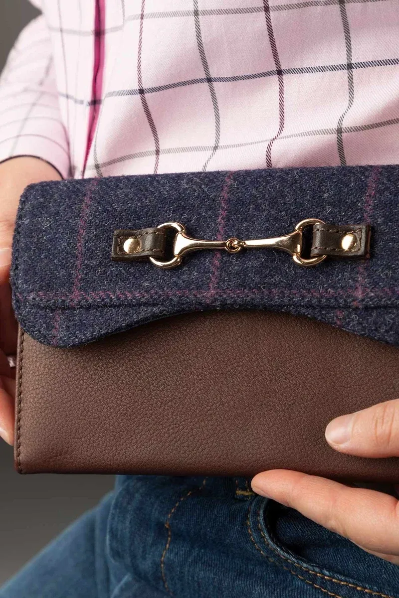 Rydale Ladies Helmsley Tweed Snaffle Purse - Navy Tweed-3