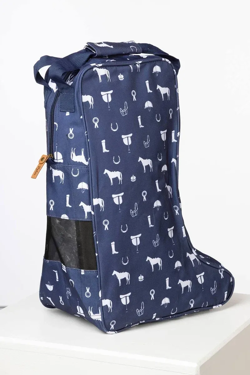 Rydale Wellington Boot Bags - Horse Print Navy-1