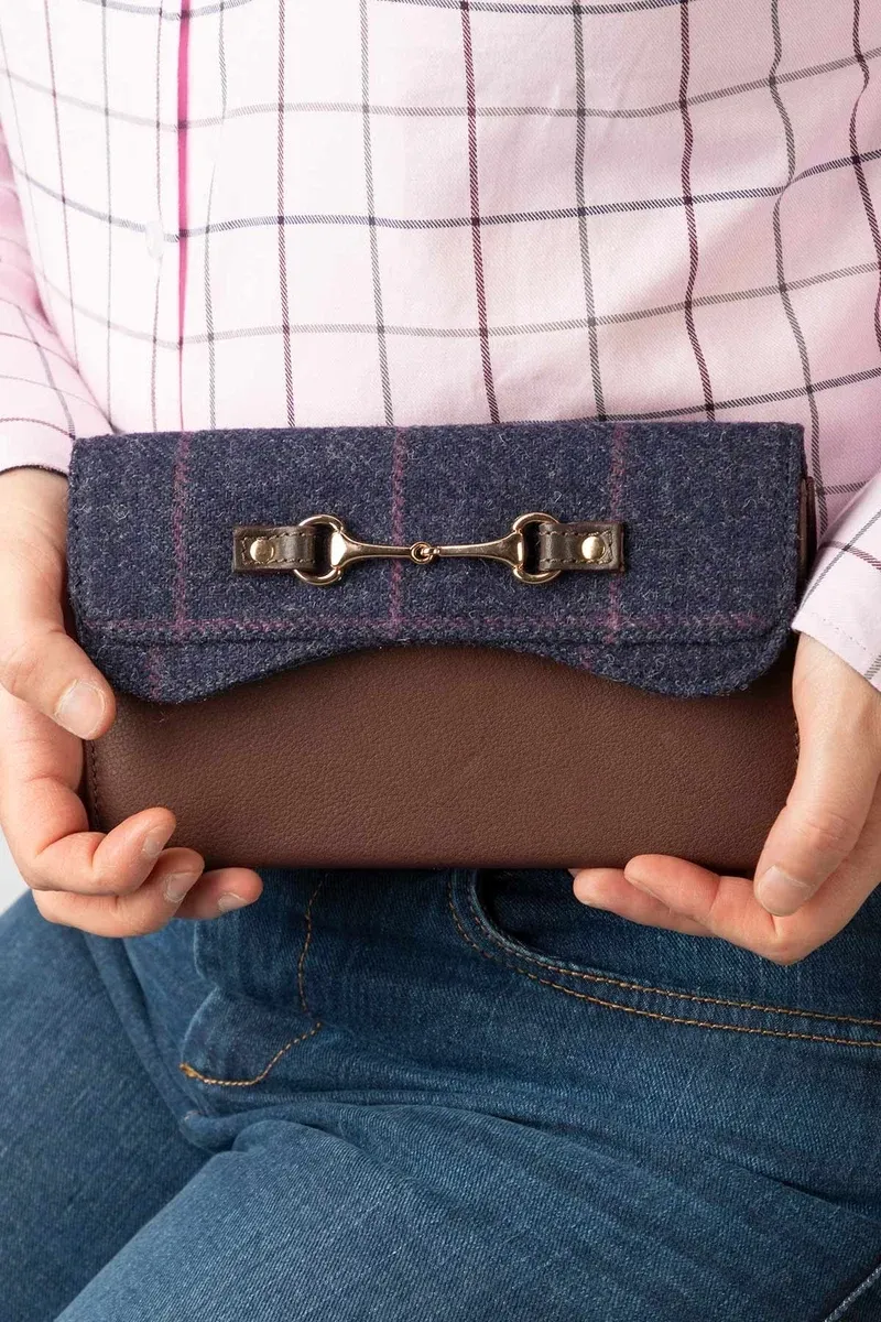 Rydale Ladies Helmsley Tweed Snaffle Purse - Navy Tweed-2