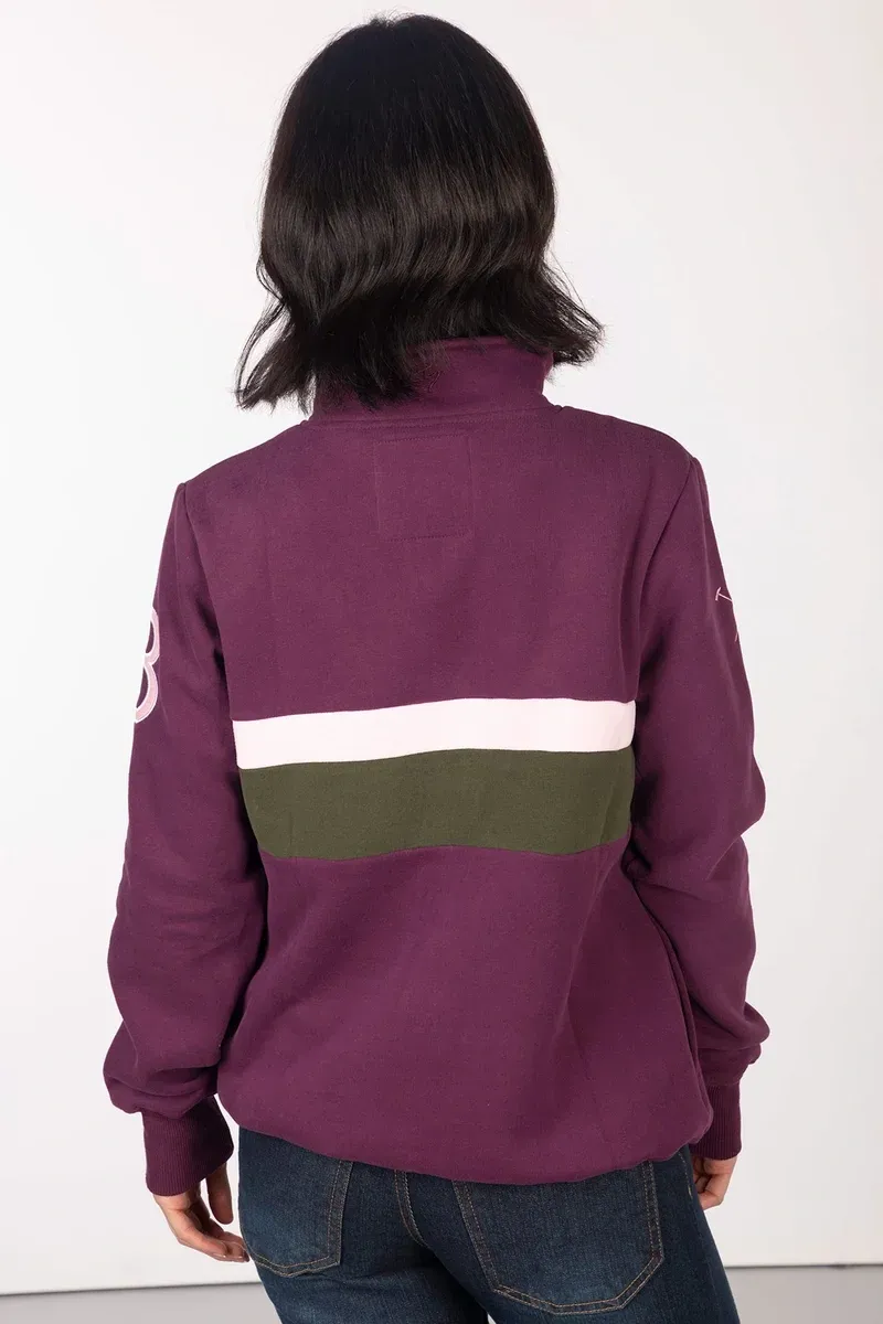 Rydale Ladies Bramham Stripe Sweatshirt - Dark Berry-1