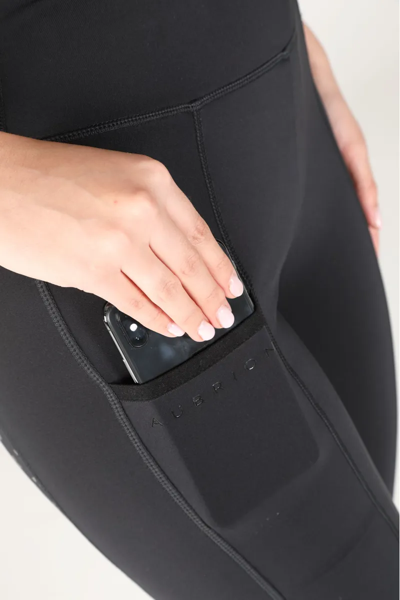 Shires Aubrion Hudson Ladies Riding Tights - Black-3