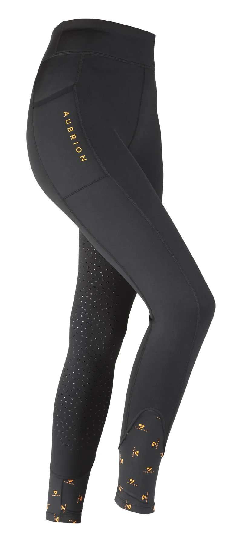 Shires Aubrion Porter Winter Childrens Riding Tights - Jet Black