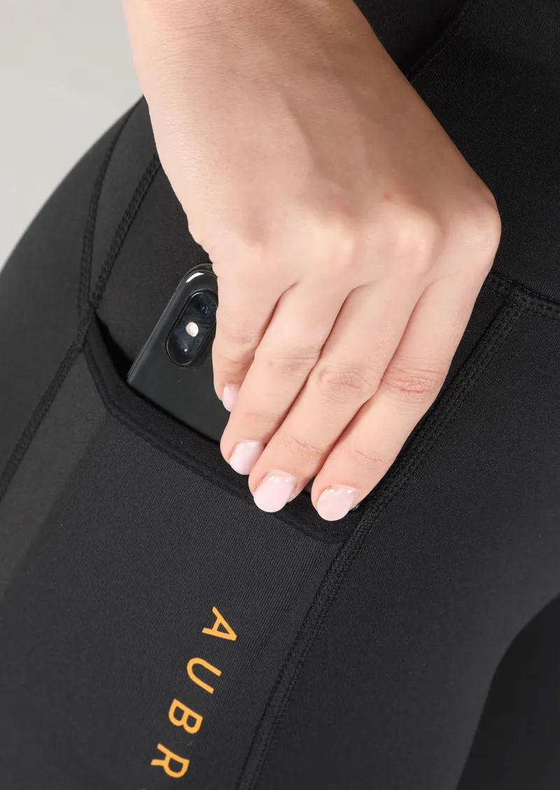 Shires Aubrion Porter Winter Riding Ladies Tights - Jet Black-3