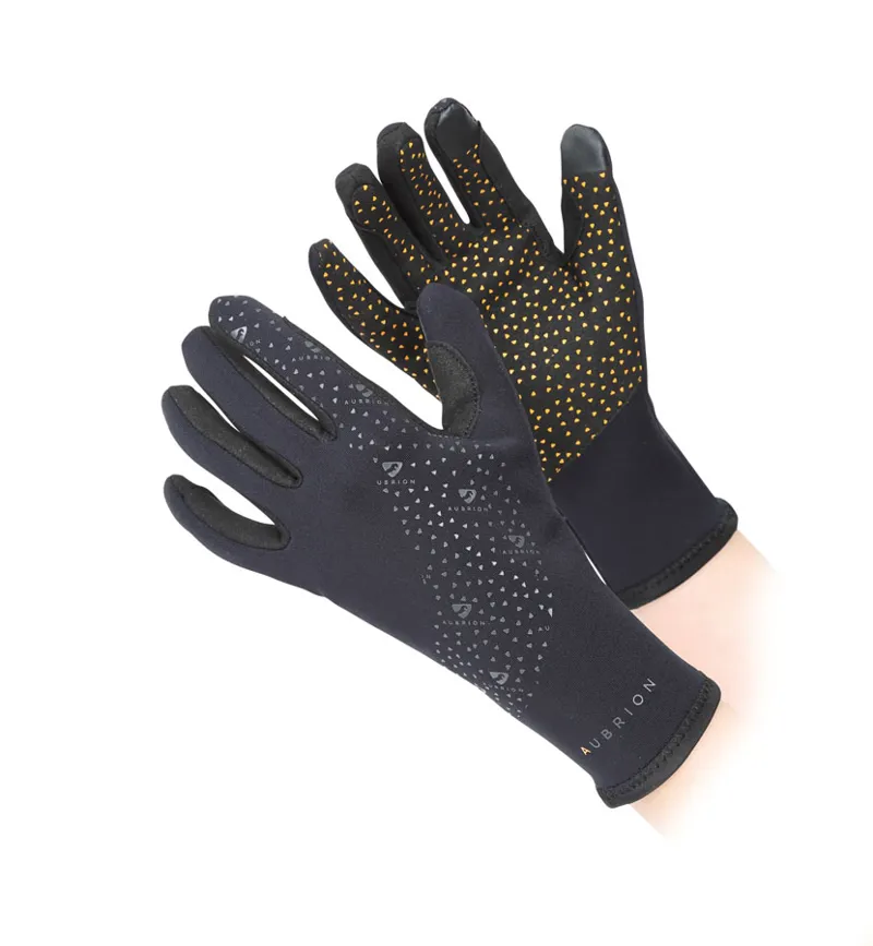 Shires Aubrion Neoprene Super Grip Gloves - Black-1