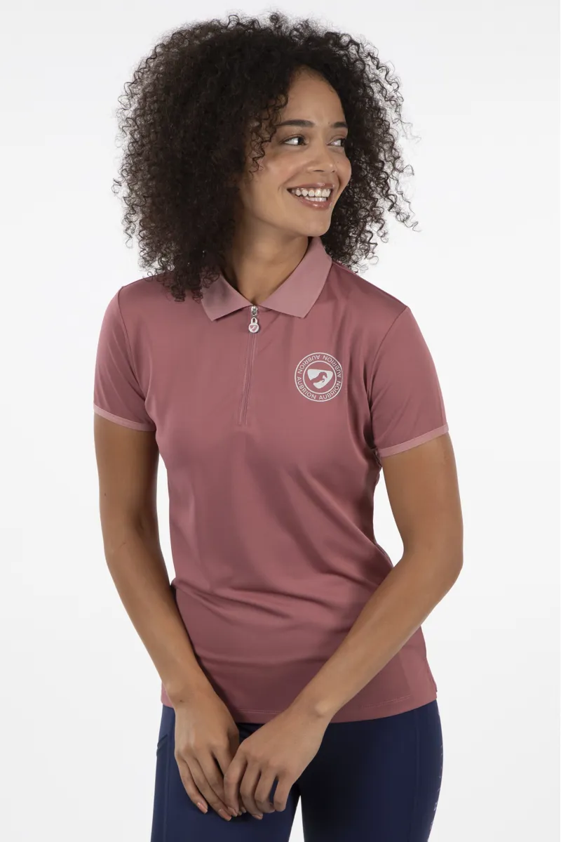 Shires Aubrion Parsons Tech Ladies Polo Shirt  - Dusky Pink-2