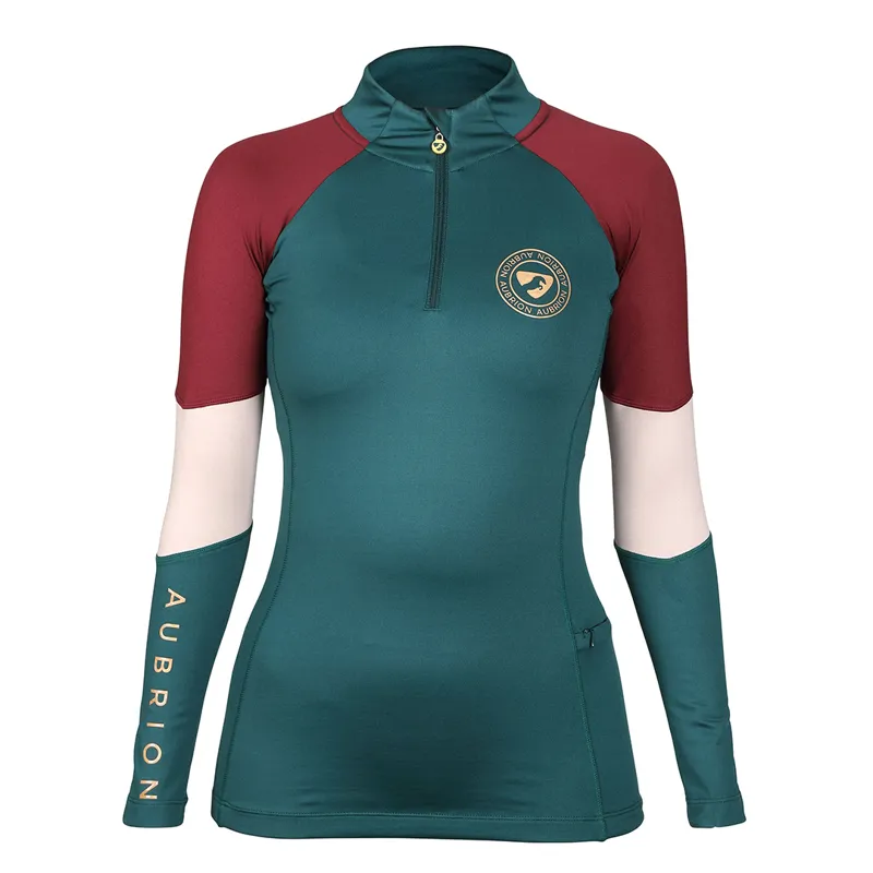 Shires Aubrion Newbury Ladies Long Sleeve Base Layer - Dark Green - X/Large