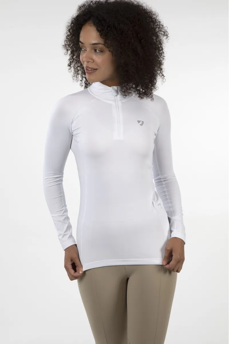 Shires Aubrion Newbury Ladies Long Sleeve Base Layer - White-3