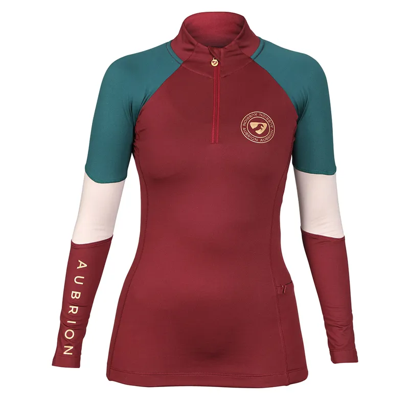 Shires Aubrion Newbury Ladies Long Sleeve Base Layer - Wine