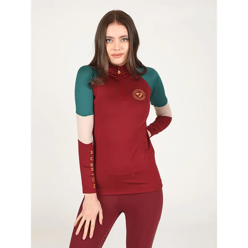 Shires Aubrion Newbury Ladies Long Sleeve Base Layer - Wine-2