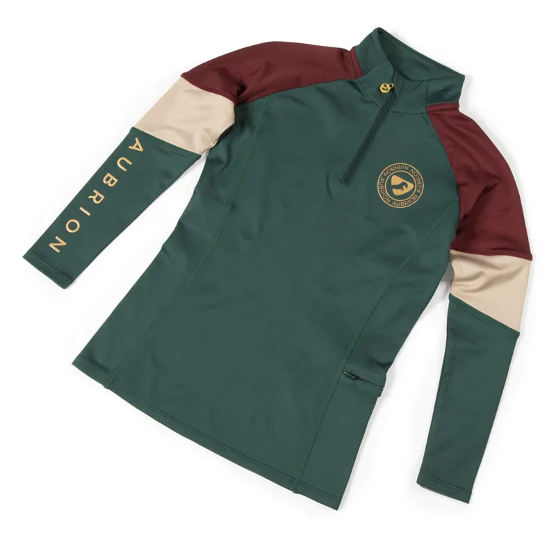Shires Aubrion Newbury Children's Long Sleeve Base Layer - Dark Green