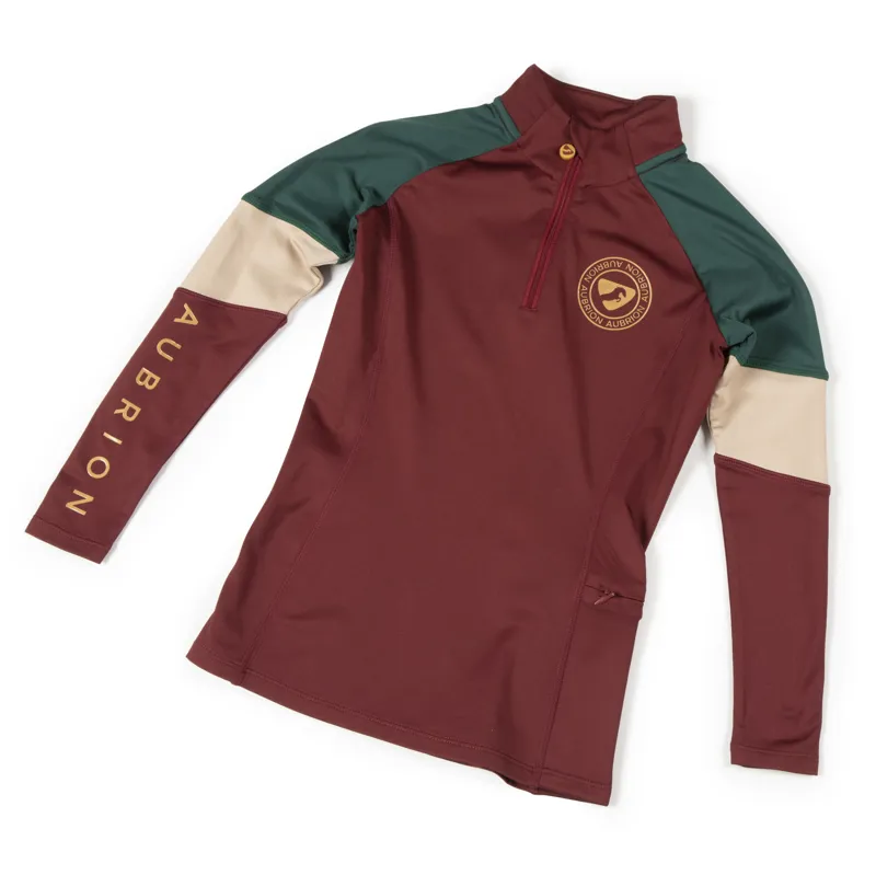 Shires Aubrion Newbury Children's Long Sleeve Base Layer - Wine