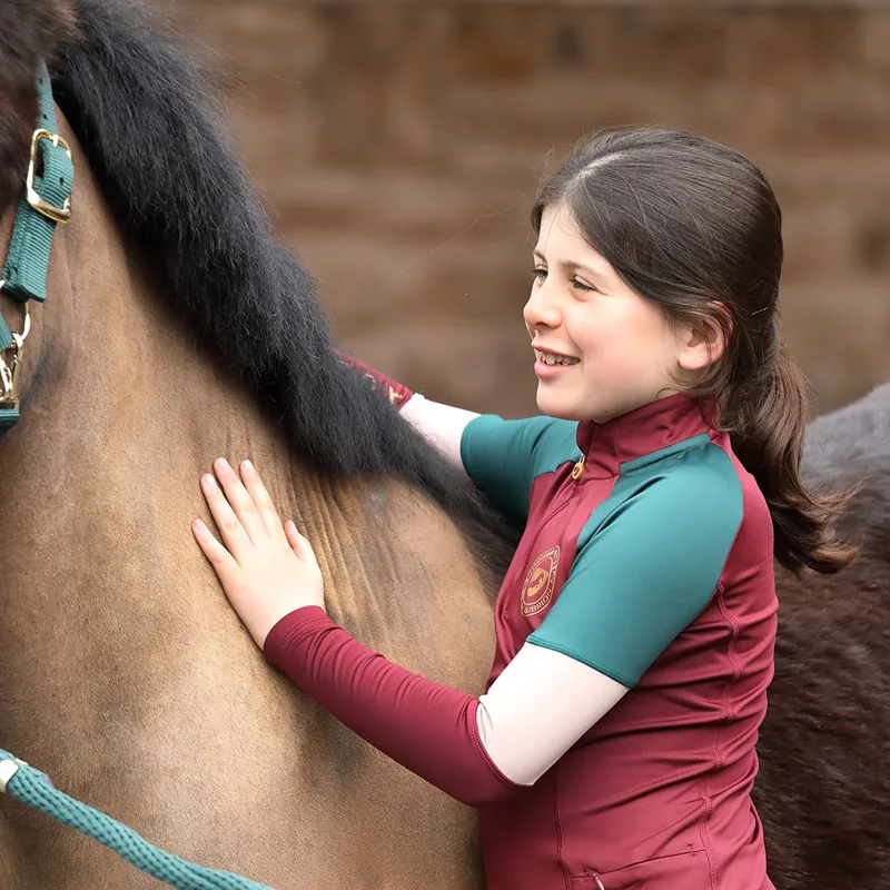 Shires Aubrion Newbury Children's Long Sleeve Base Layer - Wine-2