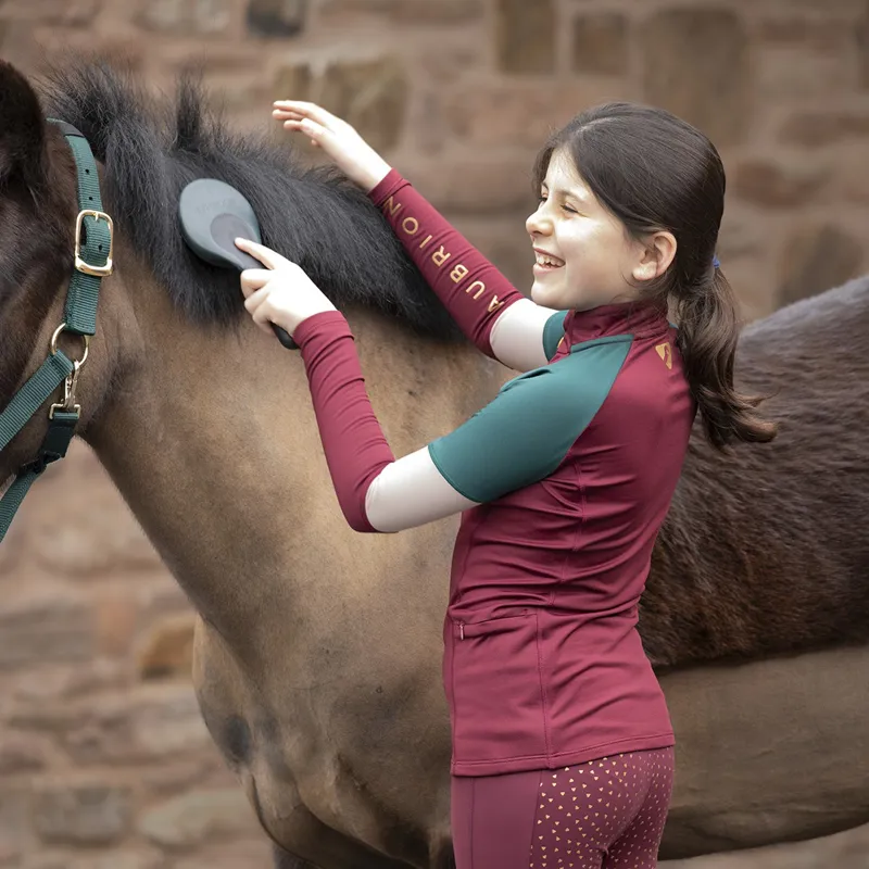 Shires Aubrion Newbury Children's Long Sleeve Base Layer - Wine-3