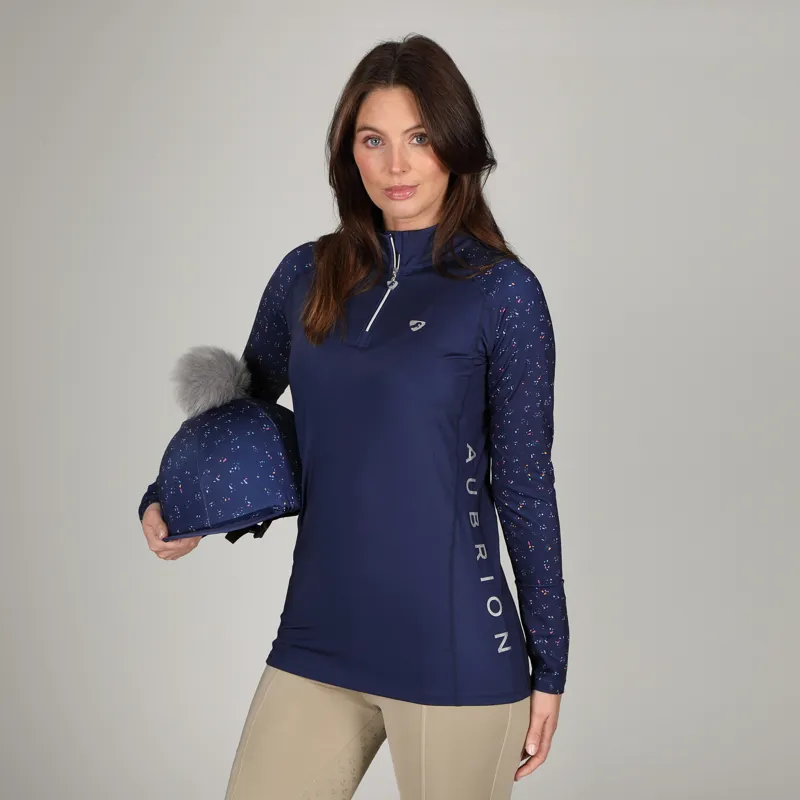 Shires Aubrion Hyde Park Ladies Cross Country Shirt - Navy Ditsy-1
