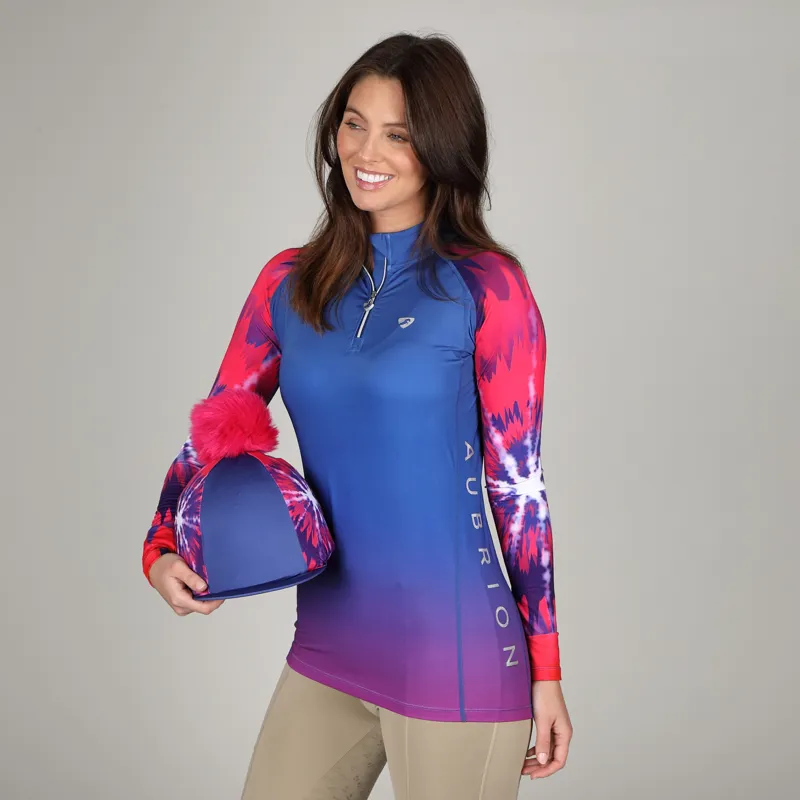 Shires Aubrion Hyde Park Ladies Cross Country Shirt - Pink Tie Dye-1