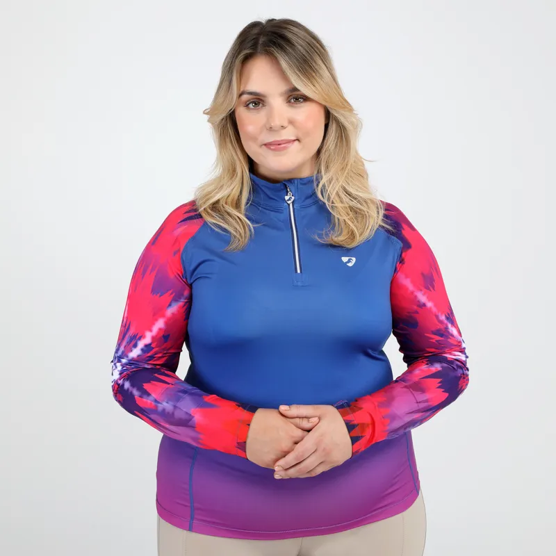 Shires Aubrion Hyde Park Ladies Cross Country Shirt - Pink Tie Dye-3