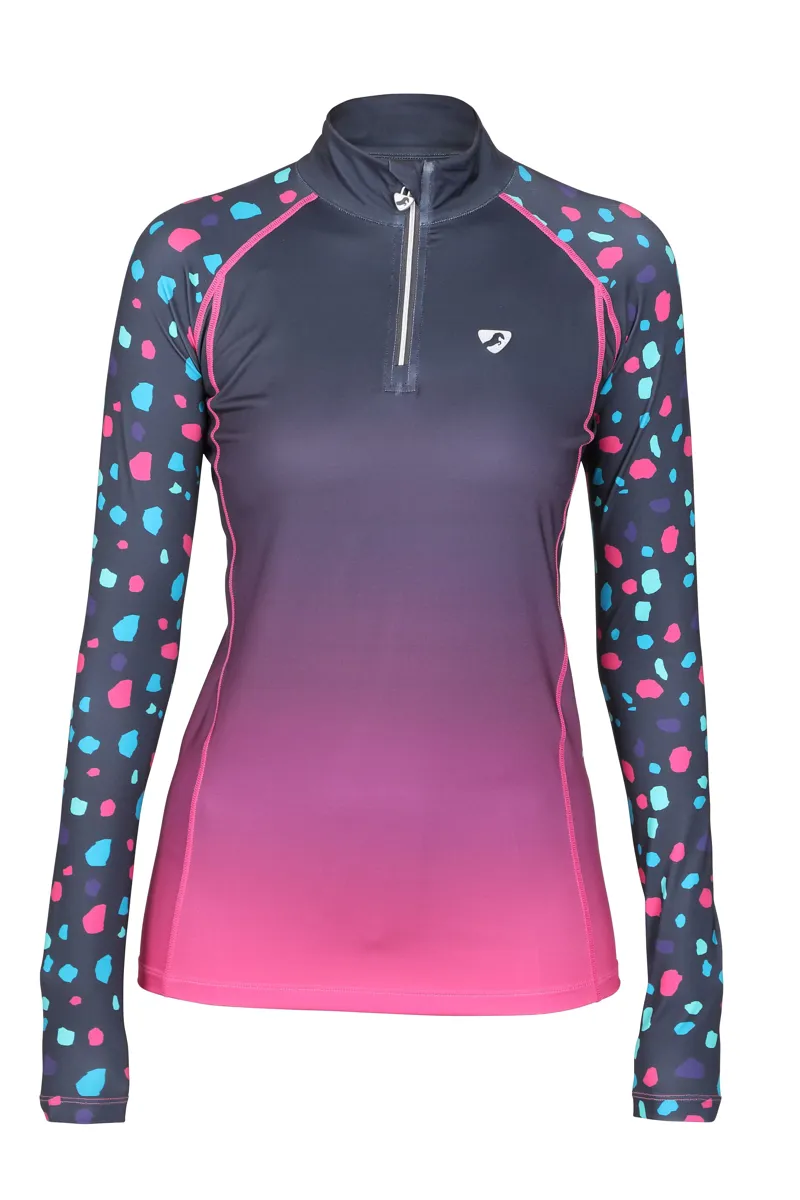 Shires Aubrion Hyde Park Ladies Cross Country Shirt - Pink Spot-2