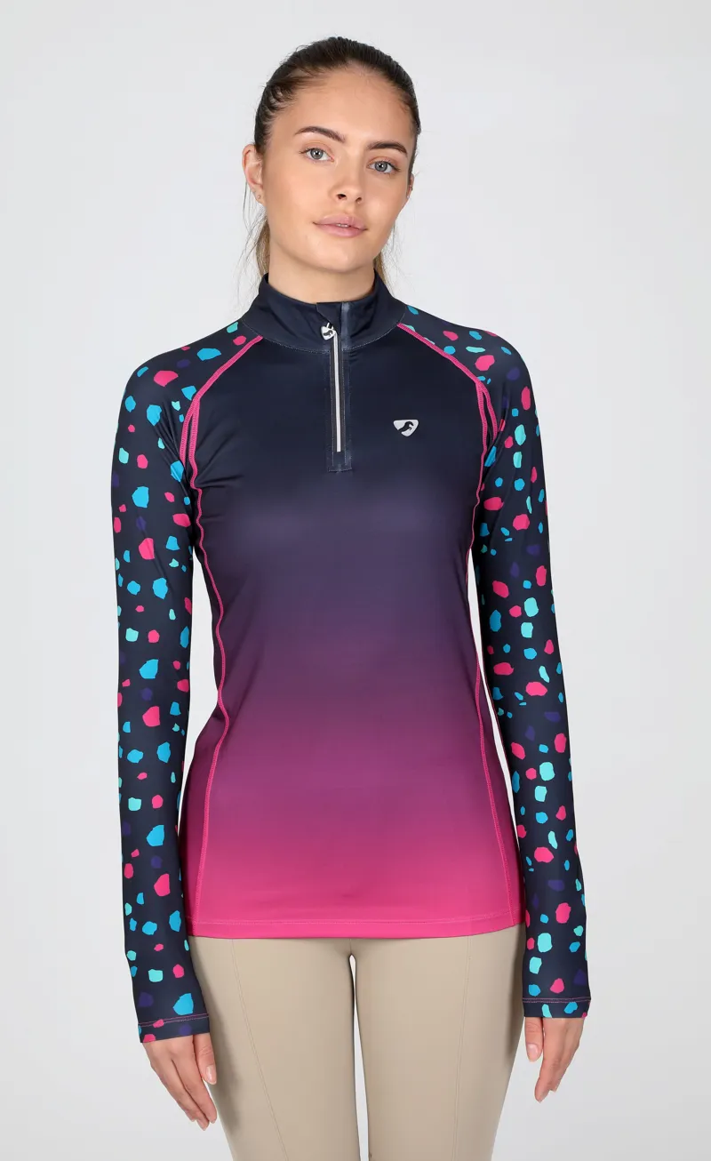 Shires Aubrion Hyde Park Ladies Cross Country Shirt - Pink Spot-1