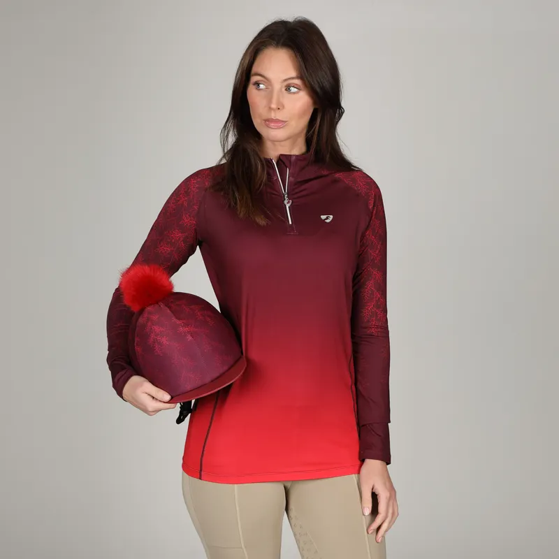 Shires Aubrion Hyde Park Ladies Cross Country Shirt - Red Leaf-1