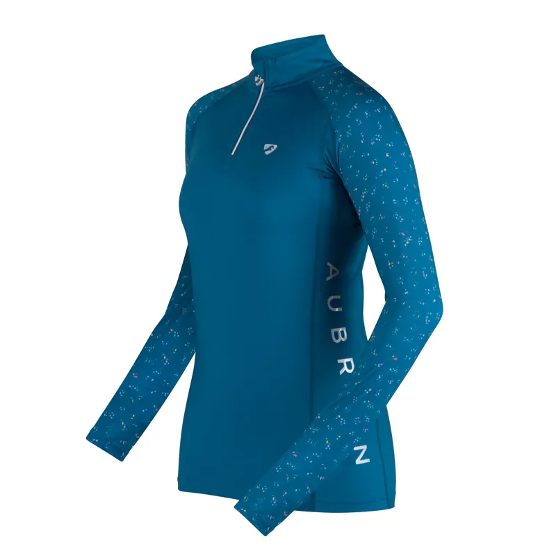 Shires Aubrion Hyde Park Ladies Cross Country Shirt - Teal Ditsy