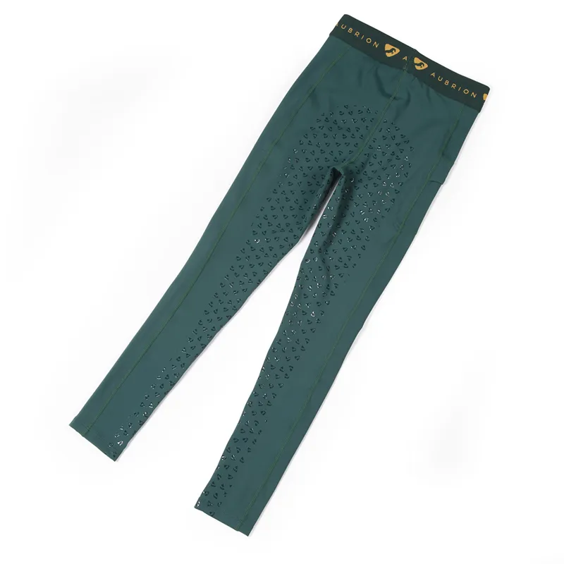 Shires Aubrion Dutton Girls Riding Tights - Dark Green-2